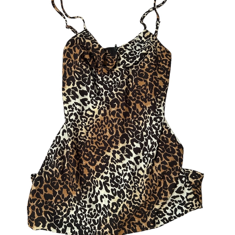 Pacsun short cheetah patterned silky cowl neck dress